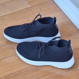 Fitflop Black Knit Slip-On Sneakers with White Sole